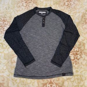 Striped Long-Sleeve 1/4 Button Tee